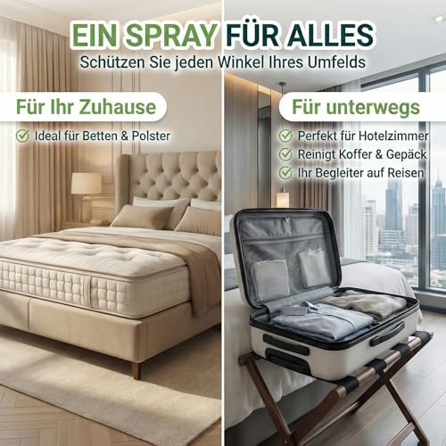 HomeBugProtect Bettwanzen Spray 500ml - Effektive Bettwanzen Bekämpfung - Bettwanzenspray für Matratzen, Möbel & Hotels mit leichtem Zitronenduft