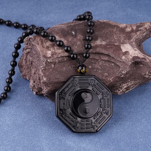 Black Obsidian Necklace Talisman Amulet Protection Pendant with Adjustable Bead Chain Healing Crystal Stone Necklaces for Men Women2