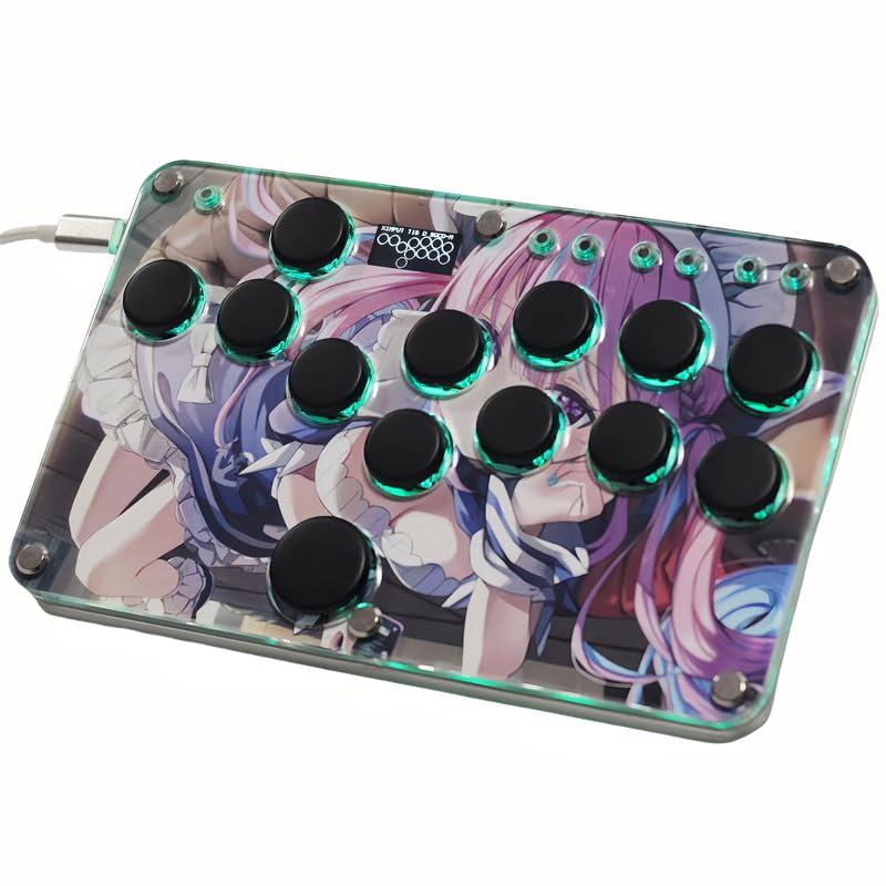 XIAO SHI MIN STORY Mini Arcade Game Controller for PC/PS3/PS4/Switch/Steam, with RGB Lights & Hot Swap, All Buttons Gaming Gamepad For Fighting, Support Custom