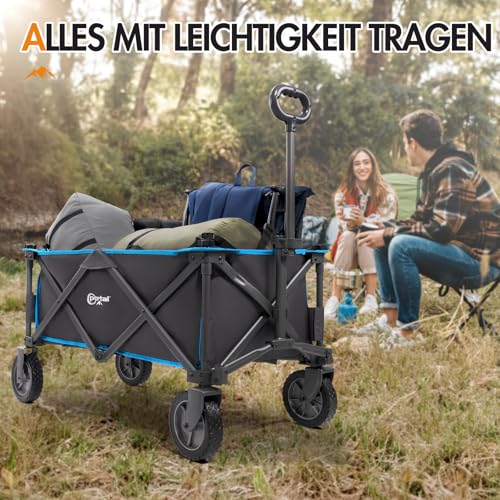 PORTAL Bollerwagen faltbar Handwagen mit abnehmbarem Stoff Klappwagen Transportwagen tragbar Strandwagen Gartenwagen Faltwagen belastbar bis 100kg für Camping Garten Einkauf – Bild 6