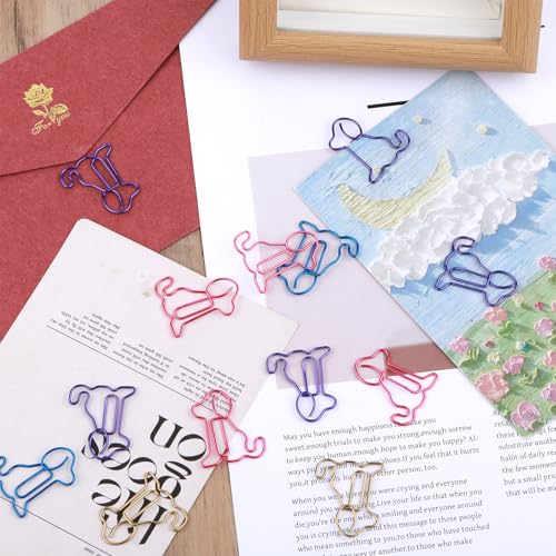 TIESOME 50 Stück bunte Tier-Lesezeichen-Clips, Hund Katze Metallklammern, lustige Bürogeschenke (Dogs)