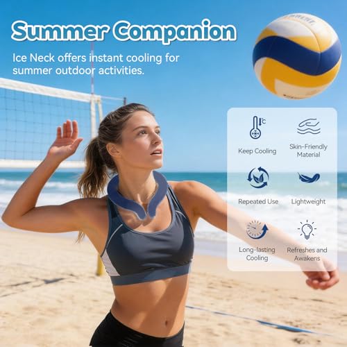 Image of Neck Cooling Tube, Wearable Body Cooler Freeze Below 64F with Insulated Bag, Reusable Cooling Neck Wraps for Summer, Outdoor Sports, Hiking, Travel, Hot Weather Relief for Men & Women (Navy*2)