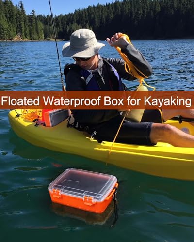 Caja seca impermeable para bote, contenedor flotante para kayak y navegación - Estuche de almacenamiento impermeable a prueba de aplastamiento para teléfonos con cuerda y bisagras de acero miniatura 5