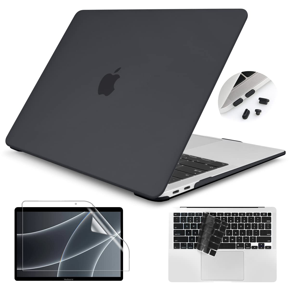 Teryeefi for MacBook Air 13 inch Case 2021 2020 2019 2018 A2337 M1 A2179 A1932, Frosted Plastic Hard Shell Case & Keyboard Cover & Screen Protector