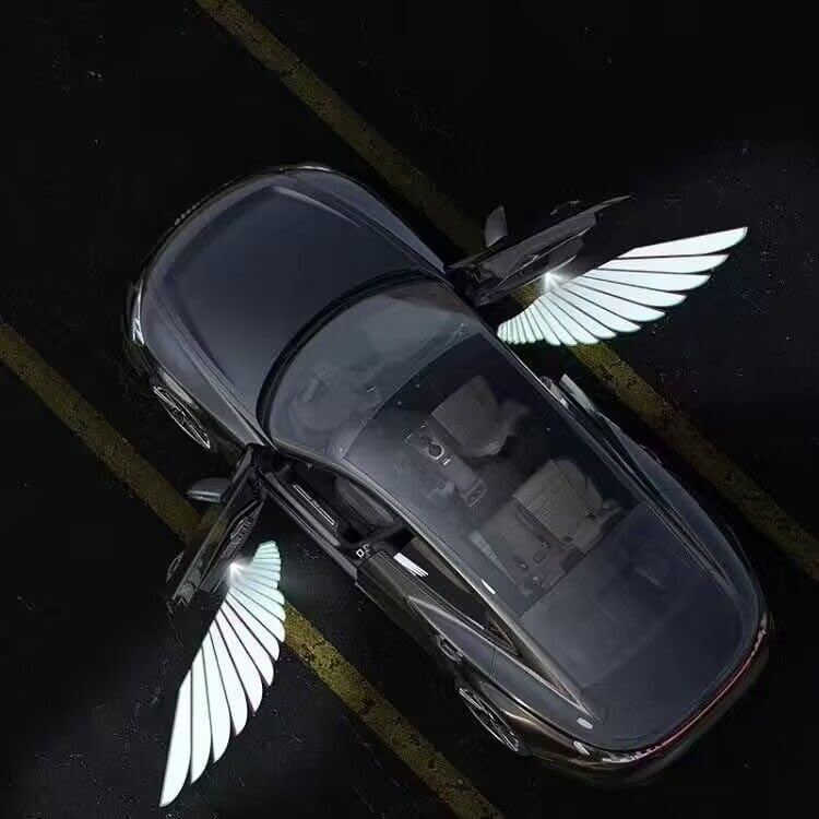 Car LED Angel Wing Car Door Light Logo Projector Car Brand Logo Car Door Light LED Ghost Shadow Light Projector No Need for Punching Installation, XMH_1