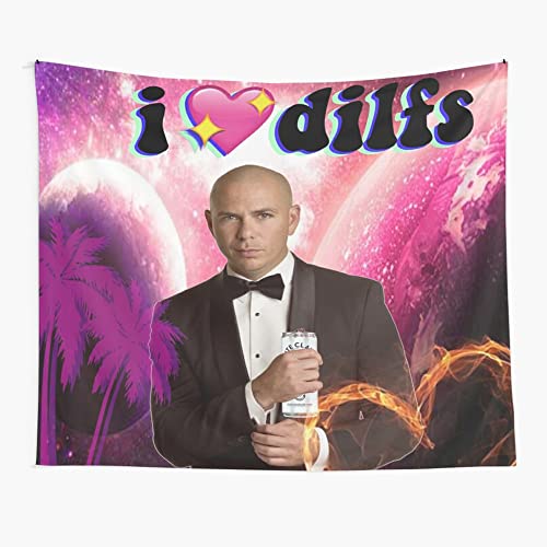 Gakilove Mr Worldwide I Love Dilfs Tapestry, Pitbull Tapestry Poster Wall Tapestry 3D Boutique Art Tapestry Wall Hanging Pop Art Home Decorations For Living Room Bedroom Dorm Decor, 59.1''X51.2'' #TOP2