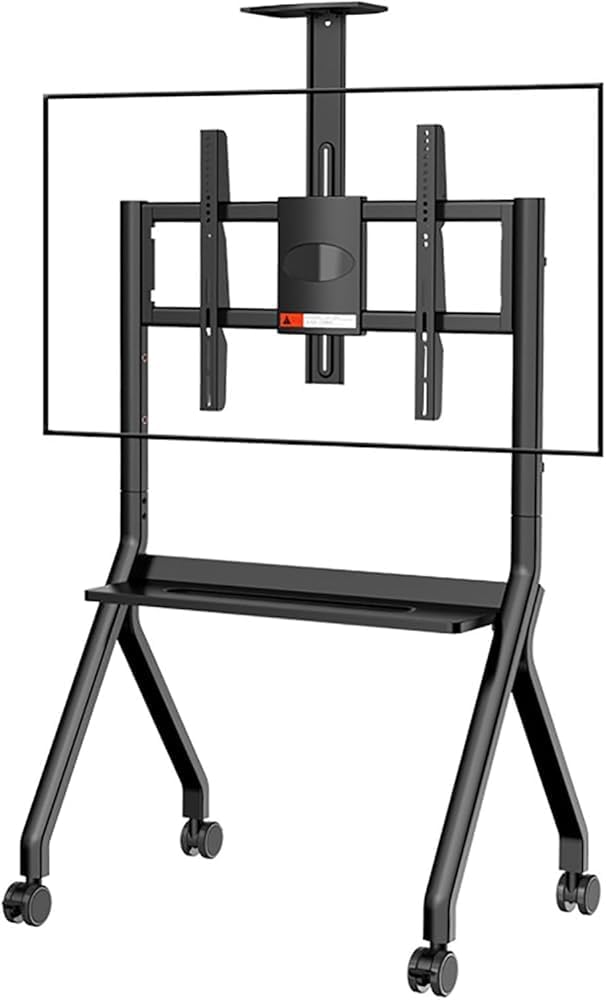 Mobile Smart Board Stand for 47"-65" TVs & Interactive Whiteboards Heavy-Duty Floor Stand up to 80KG Features 4 Lockable Wheels for Office & Classroom Use