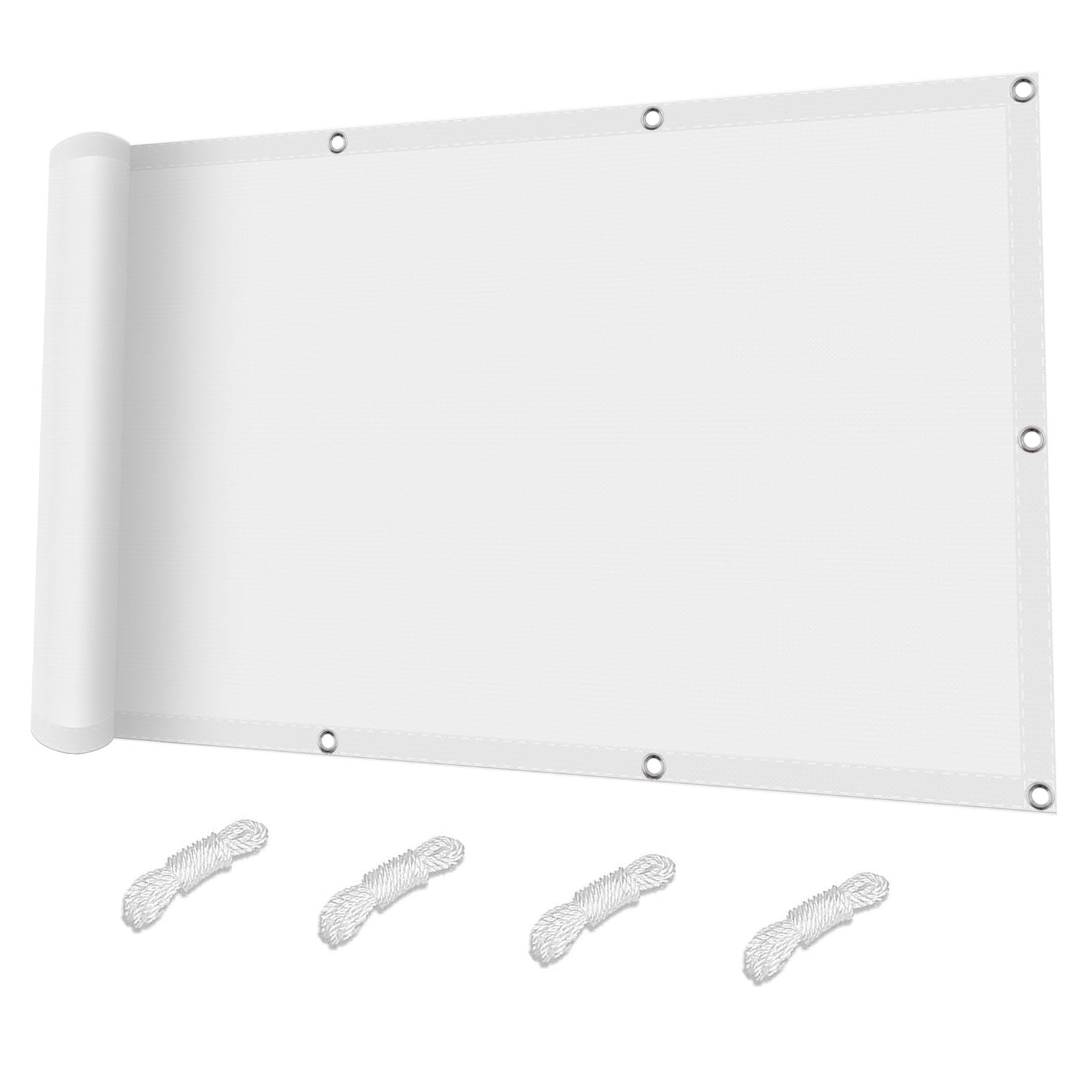 Voile d'ombrage imperméable pour balcon et terrasse en tissu blanc protecteur 180x220