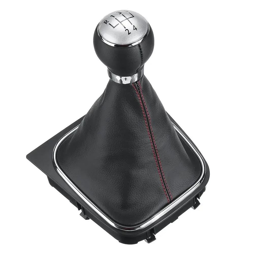 Sxqpocar 5 Speed Gear Shift Knob W/Gaiter Boot Cover Manual Shifter Lever Stick For Golf For Rabbit For Jetta Mk5 Mk6 2005-2014 Shift Lever Head(5 Speed)