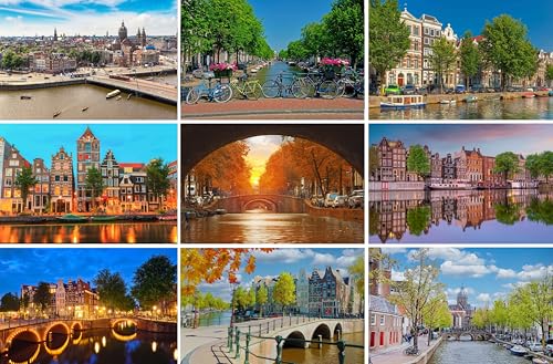Lot de 9 cartes postales d'Amsterdam : 9 cartes individuelles (cartes postales) – Motifs : canards à Amsterdam (Pays-Bas/Holland) – Photos/images/souvenirs