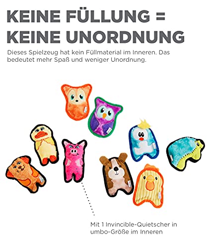 Outward Hound Kyjen 32013 Invincibles Plüschschwein ohne Füllung Hundespielzeuge Quietschspielzeug mit 1 Quietschelement, Größe S, Rosa