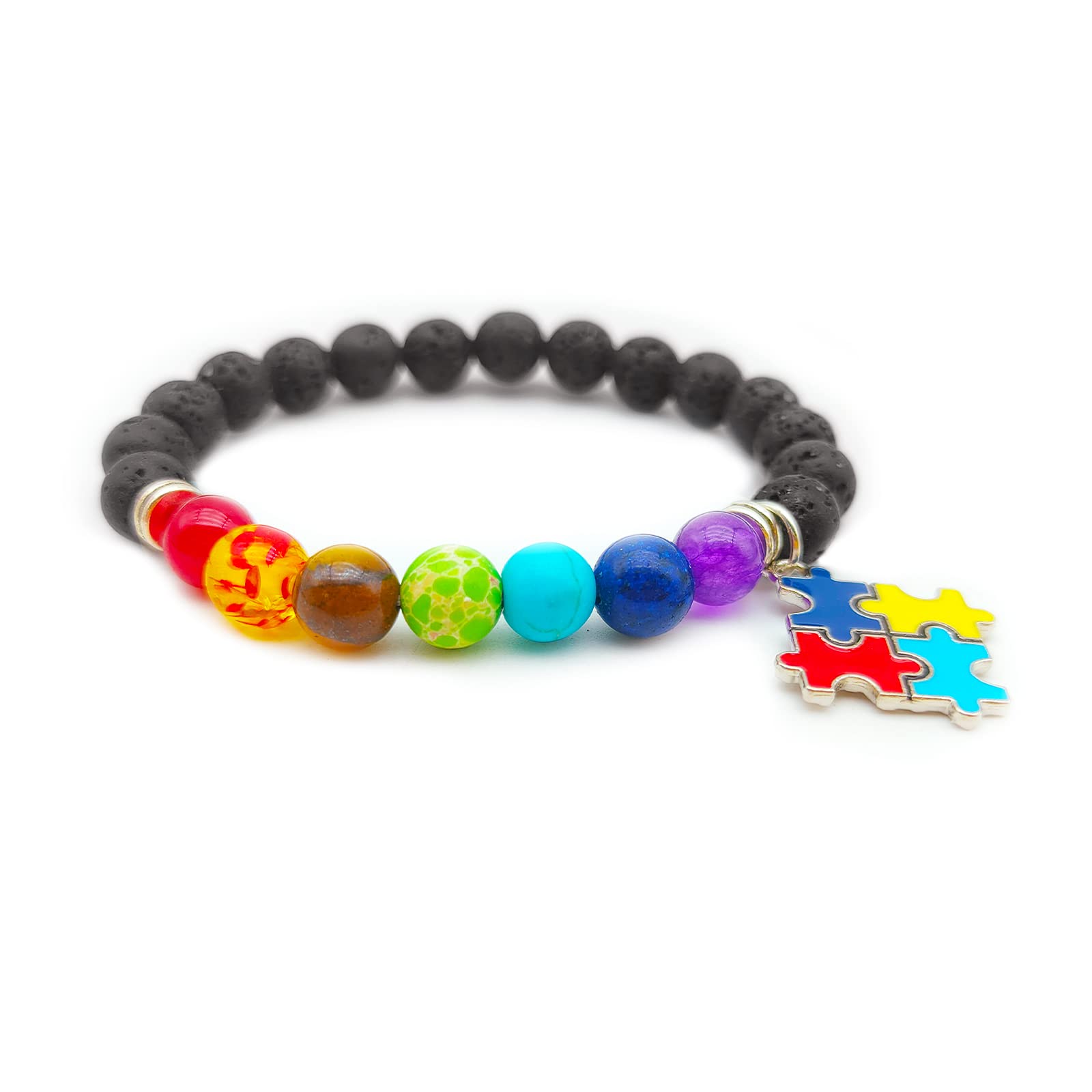 YmimanchilAutism Awareness Bracelet Puzzle Piece Autism Autistic Bracelet 7 Chakra Autism Jewelry Bracelet