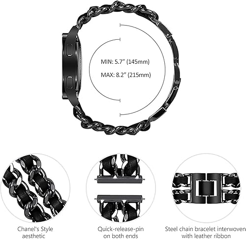 Miniatura 6 de Correas compatibles con Galaxy Watch de 1.811in, correa de cadena de metal de acero inoxidable de 0.866in, repuesto para Samsung Gear S3