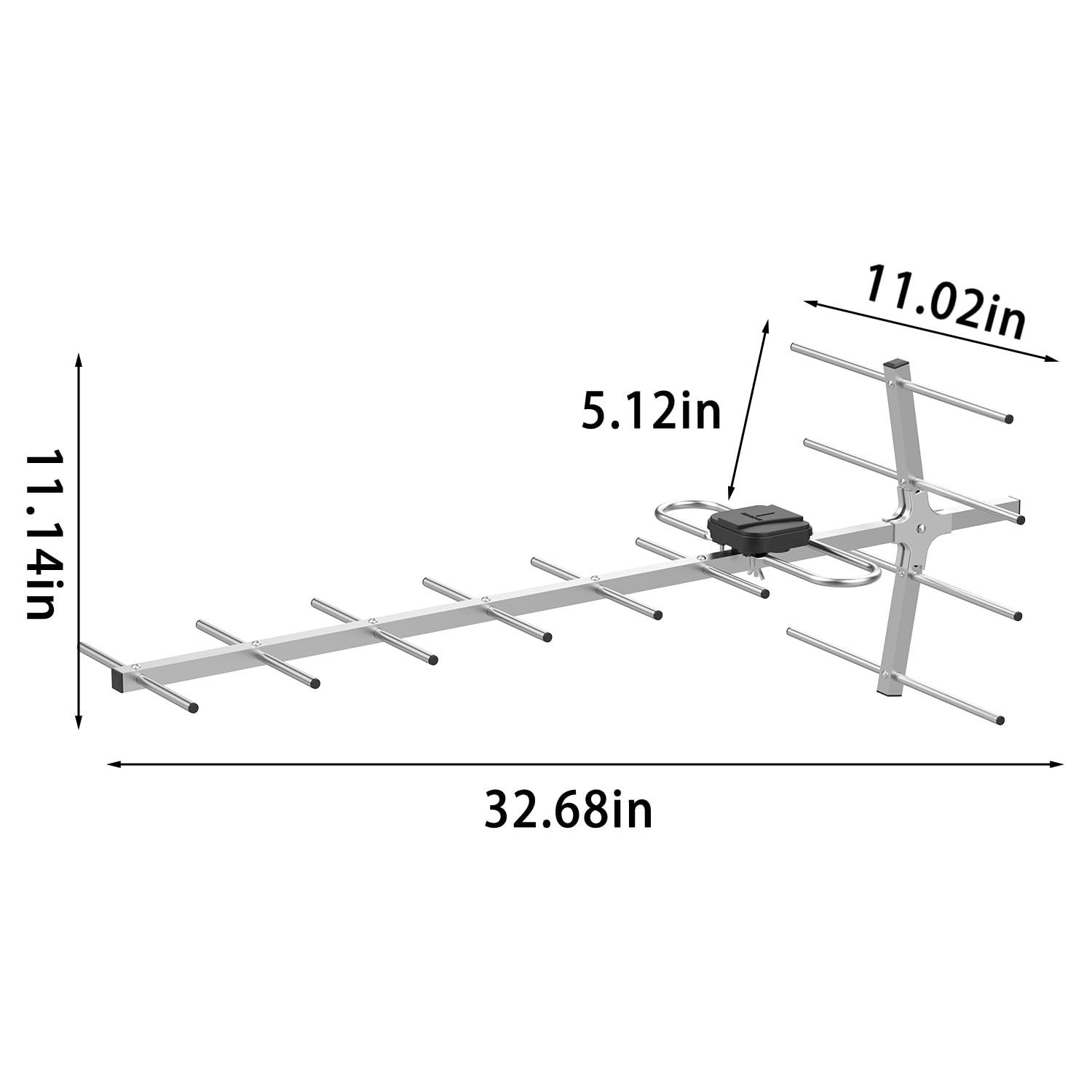 Antenne TV numérique HD d'extérieur Yagi avec réception longue portée, grenier ou toit Antenne TV numérique OTA avec UHF/VHF, prend en charge 4K, 1080p tous les téléviseurs intelligents/anciens et