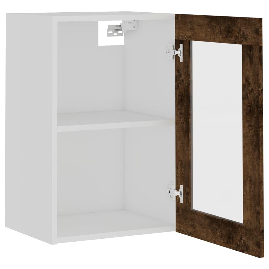 Armoire de cuisine suspendue Lyon en verre chêne fumé 40 x 31 x 60