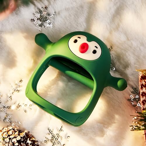 Image of Penguin Buddy Never Drop Silicone Baby Teething Toy for 0-6month Infants, Baby Chew Toys for Teething Pain Relief, Hand Teether for 3-6Months,Gum Massager for Babies, (Pine Green)
