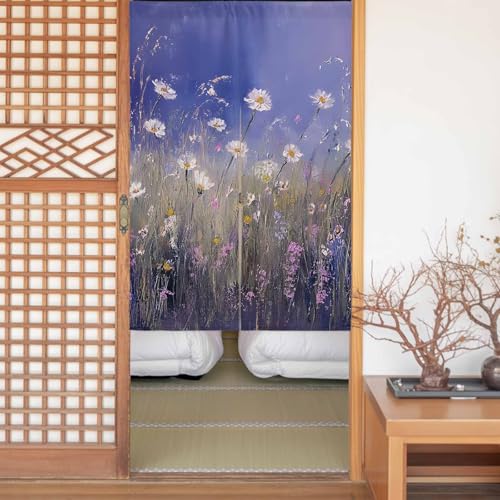 のれん 遮光 おしゃれ 暖簾カーテン 間仕切り 仕切り 目隠し 防寒 防音 厚手 和風 玄関 キッチ リビング 出入り口 グッズ 寝室 春夏秋冬 近代主義 花 カントリースタイル 油絵 野の花 草原 植物 幅85x丈180cm