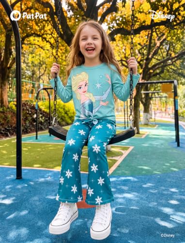 Image of Disney Girls Outfits Long Sleeve Knot Front Shirt Flare Pants 2PC Clothes