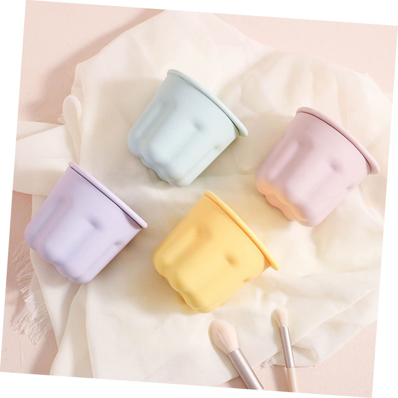 NULYLU Silicone Makeup Brush Cleaner Bowl 2pcs Eye Shadow Brush Cleaning Set Cleaning Mat