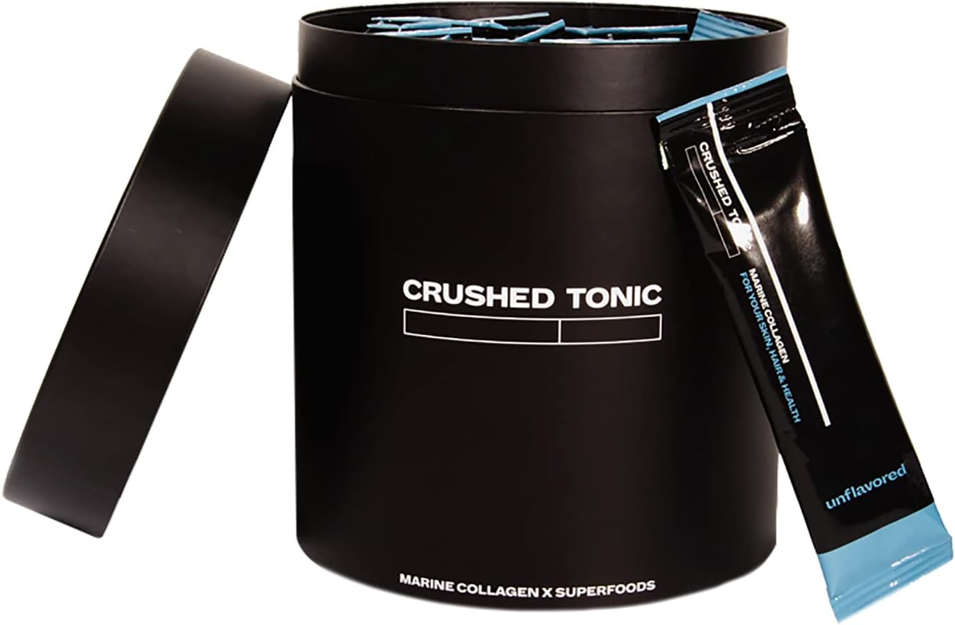 Crushed Tonic Marine Collagen Powder Korean Beauty Drink with Hydrolyzed Collagen Peptides for Skin, Hair & Nails | Gluten-Free, Halal & Kosher (Pure Unflavored, 30 Servings (150 g), Sticks)