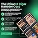 StogeeSleeve Cigar Humidor Travel Case, Holds 6 Cigars, Includes 3 Color Sleeves & Lighter, Black Leather w/Sapele Wood Lining, Metal Strips for Magnetic Sleeves, Humidor Cigar Box Travel Kit