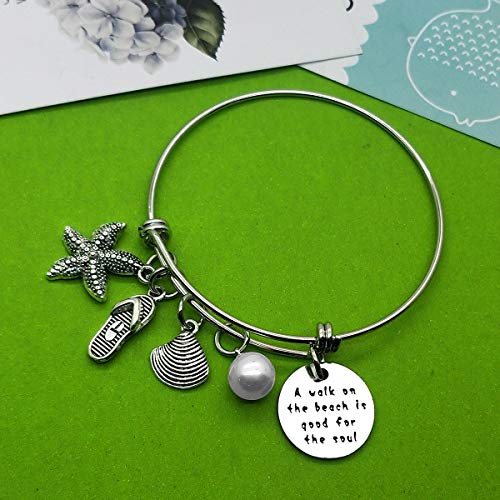 Beach Lover Gift Bracelet Beach Jewelry Beach Themed Gifts Summer Beach Jewelry Bracelet Beach Themed Bangle Jewelry Gift Birthday Christmas Graduation Gift For Girls Women Wife Sisters - Image 6