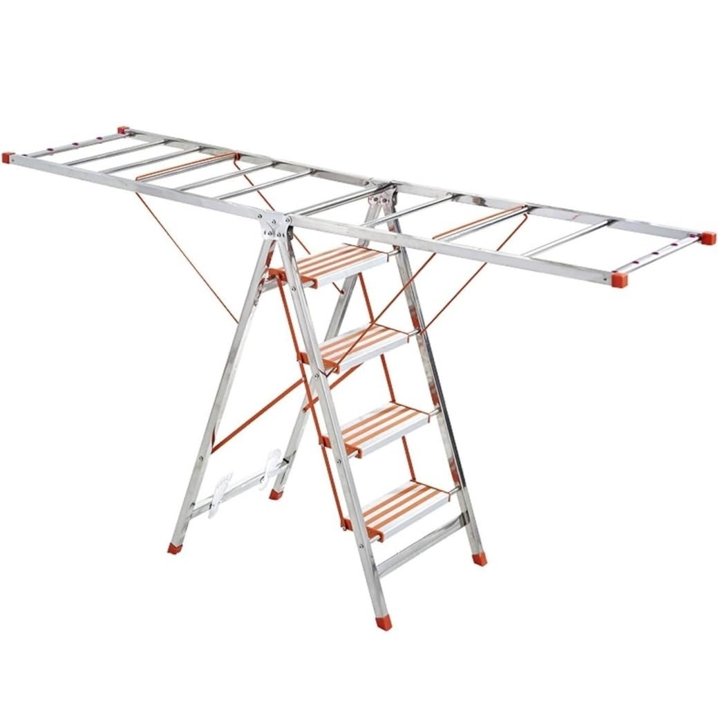 Habrur Tendedero Tendederos Plegables Tendedero De Ropa De Acero Inoxidable, Tendedero De Escalera, Tendedero De Doble Uso, Balcón, Suelo Plegable para Interiores Y Exteriores Tendedero Ropa Plegable