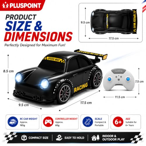 Image of PLUSPOINT Smart RC Drift Toy Car for Kids | 2.4GHz Remote Control Car with Gesture Induction, Follow me, LED Lights & Music | Rechargeable Drift Racing Car for Boys & Girls Age 3+