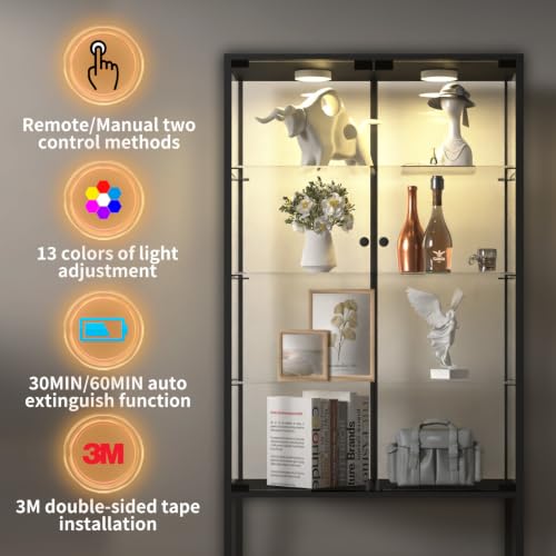 Image of LFT HUIMEI2Y 4-Tier Glass Display Cabinet with LED, Iron Frame Display Case