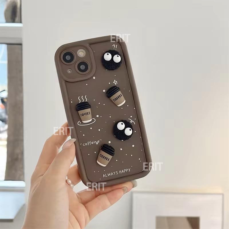 ERIT Back Case Cover Compatible with iPhone 13 & iPhone 14 | Cute Fun Cartoon 3D Ball Coffee Silicone Case | Body Protection | Camera Protection | Shock Proof (Brown) (B0DGY2C7L4) Amazon Price History, Amazon Price Tracker