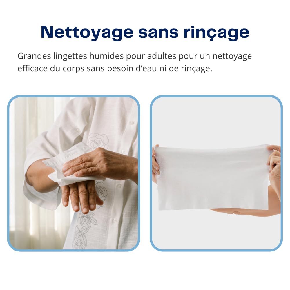 Soffisof Lingettes Hygiène Adulte XL - 240x Lingette Nettoyantes Corps - Adultes, Personees Agées, Patients Alités - 240 Soffisof Extra Larges, 6 Paquets