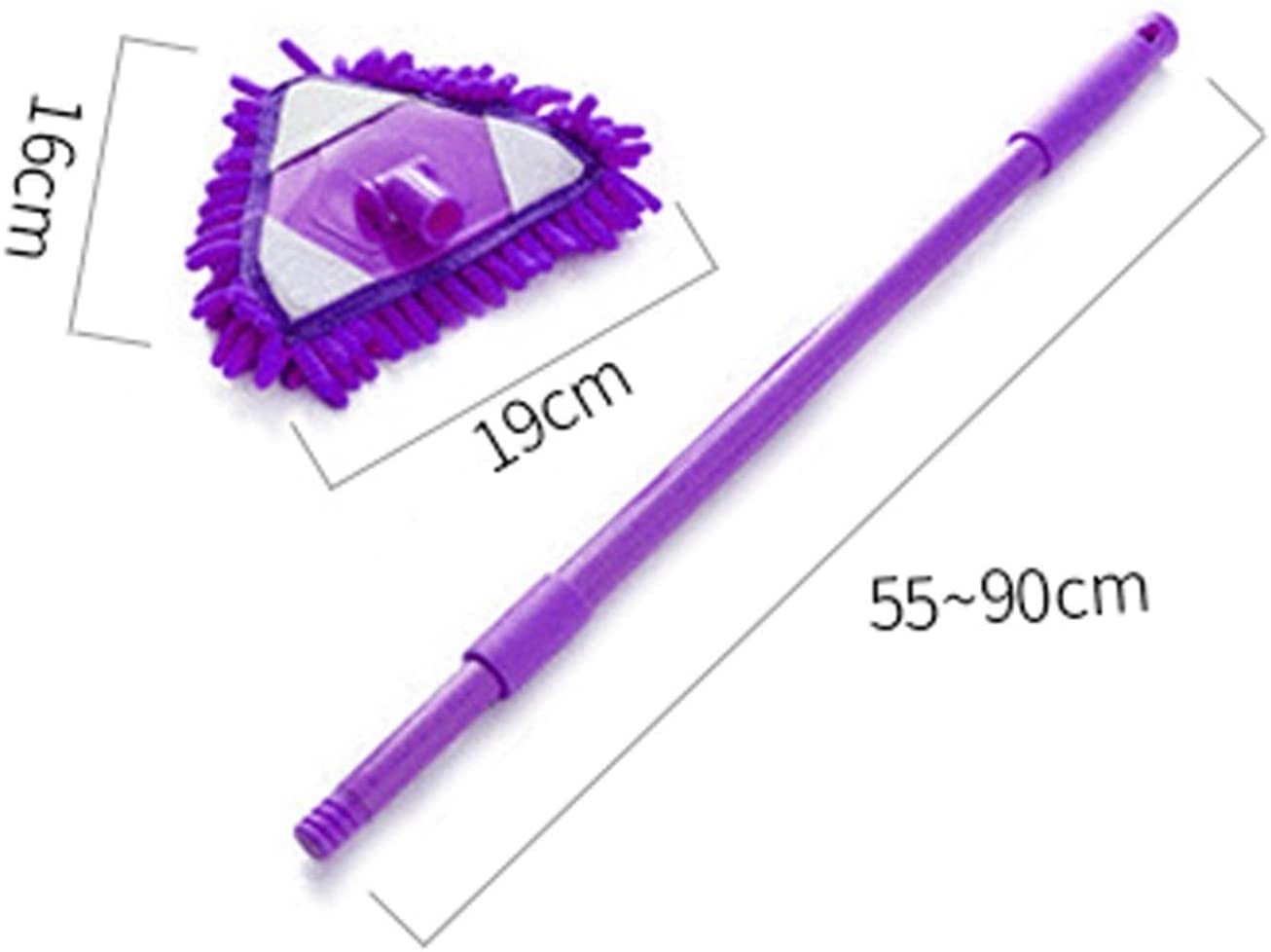 mopa giratoria, Trapeador húmedo y seco Triangular de Chenilla for el hogar, retráctil, Giratorio 180°, Utilizado for Limpiar baños, cocinas, techos, vidrios, etc(Purple)