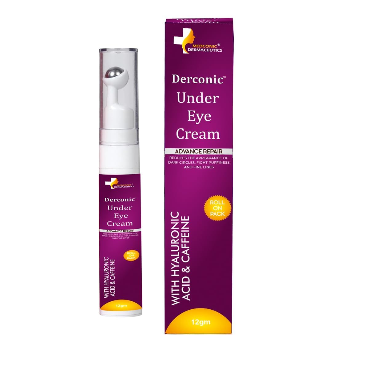 Under Eye Cream, Roll-On Eye Care for Dark Circles, Puffiness & Fine Lines, for Women & Men, Hyaluronic Acid & Caffeine Formula, 12g-image-47