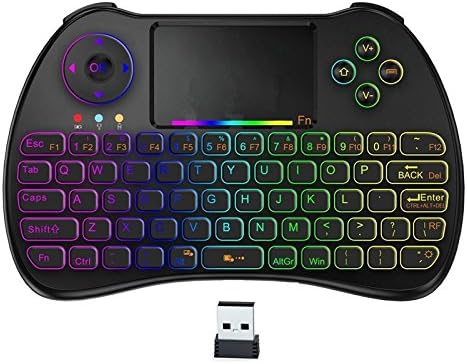 WIDELAND 2.4GHz Colorful Backlit Mini Wireless Keyboard with Mouse Touchpad Rechargeable Combos Kodi remote for PC, Pad,Google Android TV Box and More Device