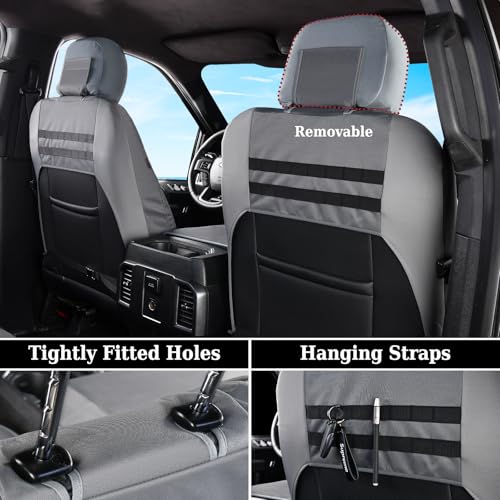 Image of Coverado Front Seat Covers, Waterproof Oxford Seat Protector for Car Seat Cushions for Kids & Dogs, Compatible with 2015-2026 Ford F150 & 2017-2026 Ford F250 F350 F450 (Gray, 2PCS),