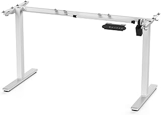 SOOYA スタンディングデスク 電動昇降式デスク 3段階の高さプリセット 高さ70-115cm 耐荷重75KG 高さメモリー機能 静音モーター搭載 昇降式テーブル パソコンデスク 昇降デスク 机 pcデスク ゲーミングデスク 上下自動昇降 収納フック付き(足(ホワイト), 天板なし)