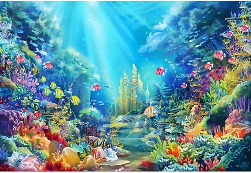 Yeele 15x10ft Under The Sea Backdrop for Photoshoot Underwater World Tropical Fish Colorful Coral Seabed Wonderland Photography Background Kids Birthday Party Decor Newborn Portrait Photo Booth Props by Yeele - Image 4