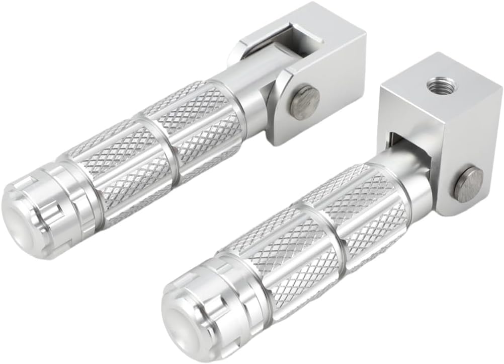 Electric Bike Foot Pegs Passenger Foldable Front/Rear Footpegs Rest Pedal with Mount Bracket CNC Compatible Fit for Ridstar Q20 E Bike Dirt Bike Silver