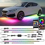 Glowlendra Underglow Car Lights, 6 pcs RGB-IC Smart LED Lights with APP Control and Remote Control, Dream Color Chasing DIY Music Mode, Underglow Kit for Car, SUVs, Trucks (Dream Color)
