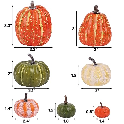 Image of winemana 46 Pcs Artificial Pumpkins for Decorating Fall Decorations | Assorted Size, Mixed-color Foam Pumpkin for Home, Thanksgiving Table Centerpiece, Wedding Party Decor