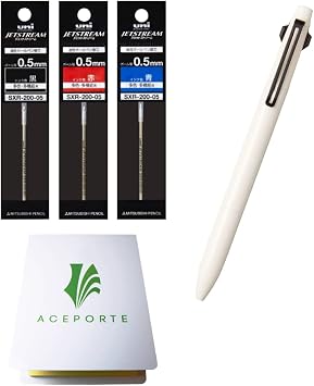 Uni Jetstream PRIME 0.5mm Oil-based Ballpoint Pen Beige Body + Black/Red/Blue Refills, Sticky Notes Value Set