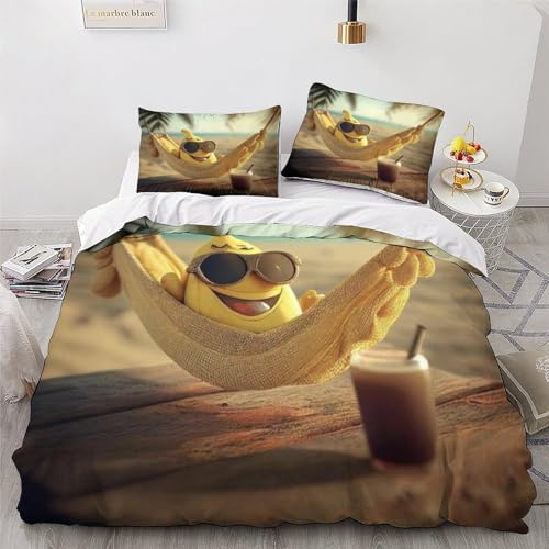 Housse de couette King 220x240cm en microfibres de coton avec taies Banane - 4