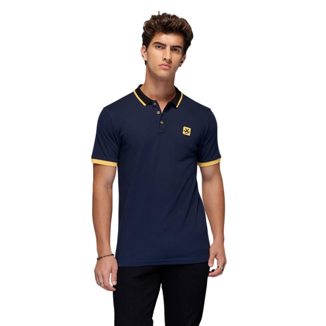 wrogn Men's 240 GSM Pure Cotton Pique Polo T-Shirt | Tipping Collar | Slim Fit-picture-37