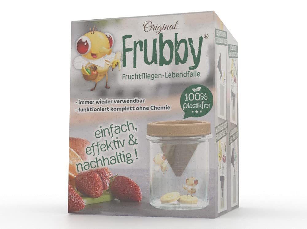 Die nachhaltige Fruchtfliegen-Lebendfalle - geeignet für Taufliegen Obstfliegen Essigfliegen - wiederverwendbar - spülmaschinengeeignet - 100% plastikfrei - ohne Chemie (3'er Pack)