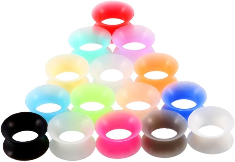 Xpircn 30Pcs Silicone Ear Gauges Flexible Ear Tunnels Plugs Stretchers Expander Double Flared Flesh Ear Piercing Jewelry for Women Men
