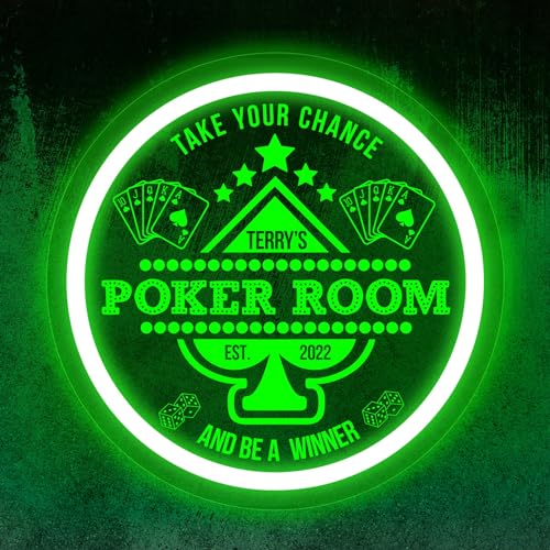 souleather Letrero de neón personalizado para sala de póquer, decoración de sala de póquer, letrero de neón de póquer, letrero LED de póquer, letrero de luz de póquer, arte de pared de póquer, letrero