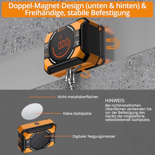 Neoteck Digitaler Winkelmesser 3 IN 1 Neigungsmesser Laser Wasserwaage mit LED Display, Kreuzlinie für Holzarbeiten, Säge, Hängerahmen, DIY