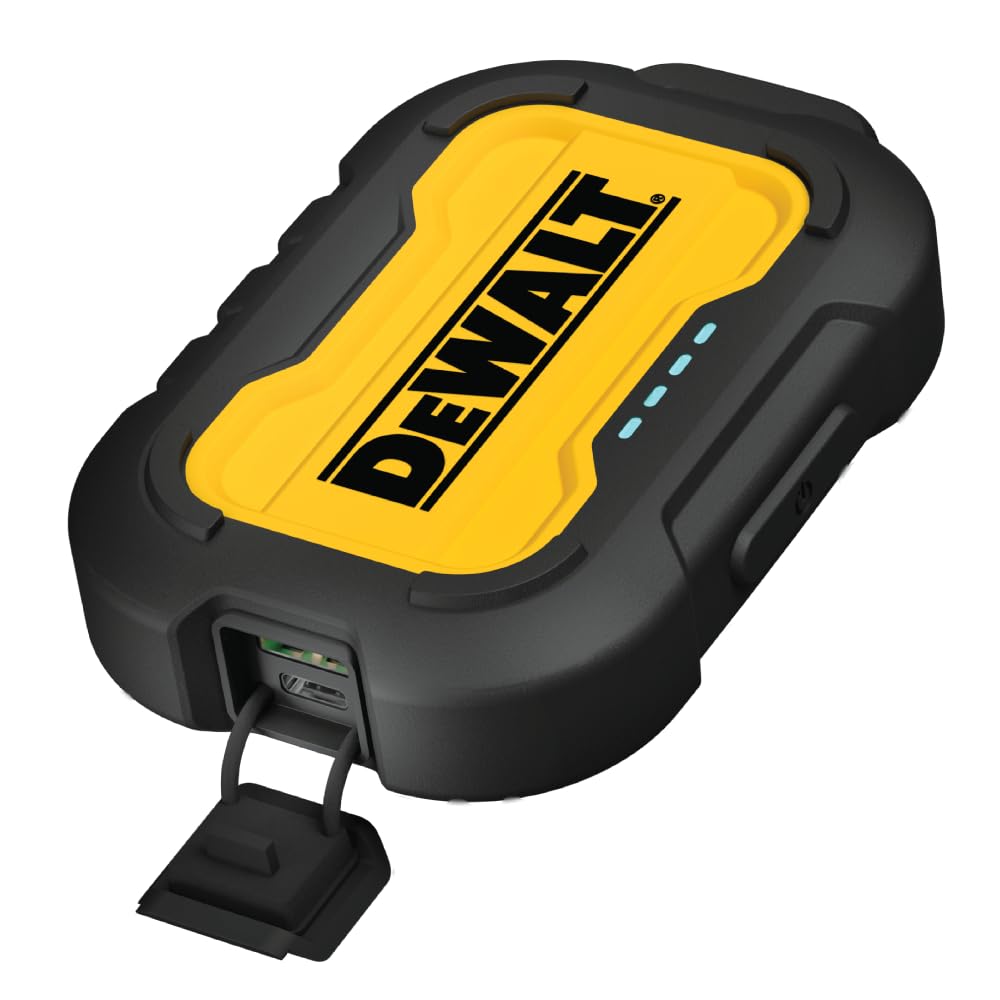 DEWALT Power Bank Resistente de Uso Intensivo, Batería Externa Portátil 10.000 mAh con Puerto USB-C, Cargador de Viaje y Trabajo para iPhone 17/16 Plus Pro MAX, iPhone 15/14/13, Samsung Galaxy | Batería con puerto USB-C para iPhone 17/16 Plus Pro Max, iPh