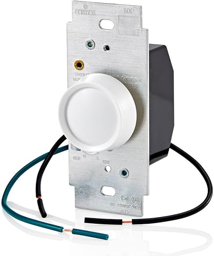 Miniatura 3 de Leviton 6616-1XW 5 Amp, 120 V CA 60Hz, monomoto, Trimatron rango completo, control de velocidad del ventilador rotativo, color blanco