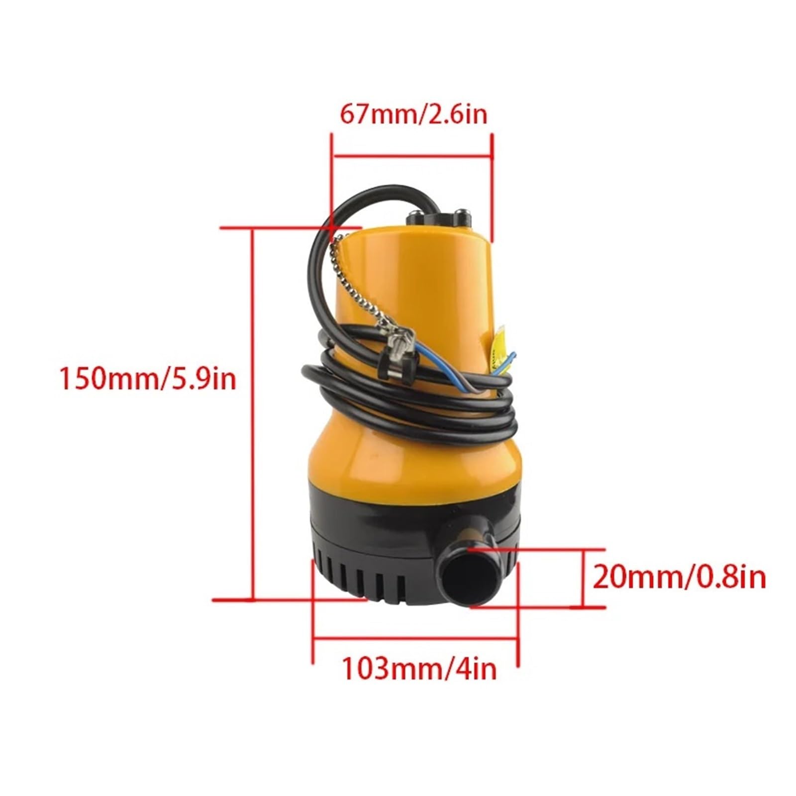 Pompa Sommergibile Da 4500 L/h, Micro CC 24 V, For Acqua A Batteria, Di Drenaggio In Plastica For Acquario Drenaggio Ad Alta Efficienza(Yellow)